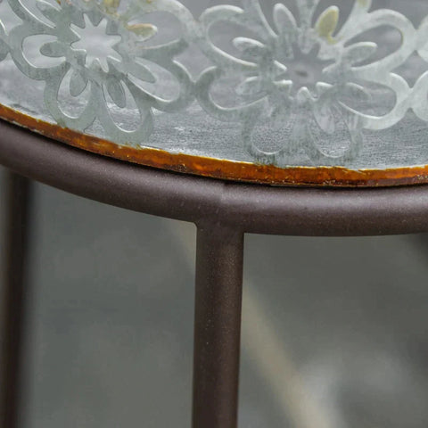 Rootz bloemenstandaard - set van 3 metalen bloemenstandaard - koffie + zilver - 38L x 38B x 60H cm