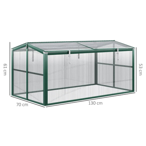 Rootz Greenhouse - Cold Frame - Aluminum Greenhouse - Plant House - Transparent Greenhouse - 130 x 70 x 61 cm