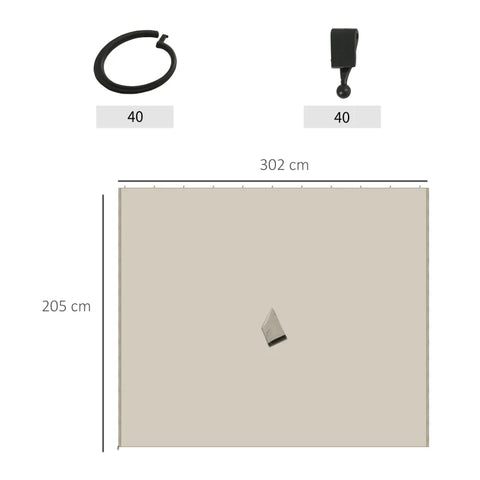 Rootz 4 Side Panels - Gazebo With Hooks - Side Panels For Gazebo - Side Panels Party Tent - Polyester - Beige - 302 x 205 cm