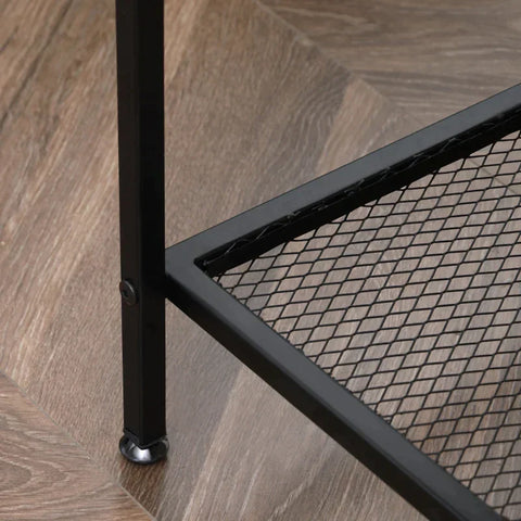 Rootz Couchtisch – Beistelltisch – mit Gitterablage – erhöhte Tischkante – Stahlrahmen – Holzplatte – MDF/Stahl – Naturholz – 100 x 50 x 46,5 cm