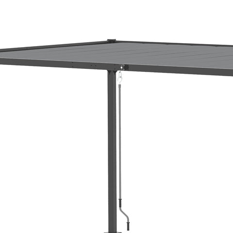 Rootz Pergola - Gazebo - With Slat Roof - Garden Gazebo - BBQ Gazebo - With Hand Crank - Roof Adjustable - Weatherproof - Aluminum - Grey - 3.95L x 2.95W x 2.13H m