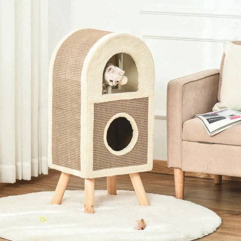 Rootz Krabpaal - Kattengrot - Kattenkrabpaal - Kat Klimboom - Kattenmand - Koffie - 40 x 34 x 91 cm