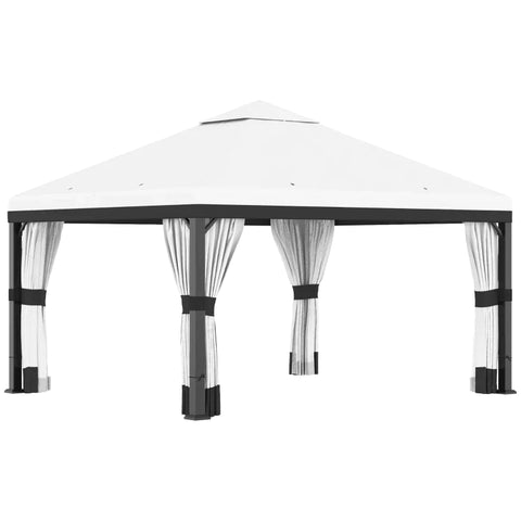 Rootz Gazebo - Garden Gazebo - Pavilions & Party Tents - Removable - Curtains Rainwater - Drainage Holes - White - 3x3x2.7m