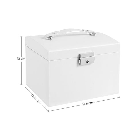 Rootz Jewelry Box - Lockable Jewelry Box - Jewelry Cabinet - Jewelry Storage - Jewelry Organizer - Jewelry Armoire - Jewelry Case - Polyurethane - MDF - White - 17.5 x 13.5 x 12 cm (L x W x H)