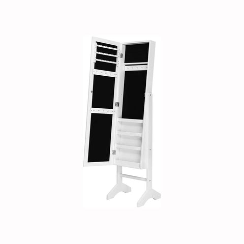 Rootz Jewelry Cabinet - Jewelry Cabinet With Mirror - Freestanding Jewelry Cabinet - Jewelry Storage - Jewelry Organizer - Jewelry Armoire - Jewelry Box - Jewelry Case - White - 35.5 x 153 x 35 cm (W x H x D)