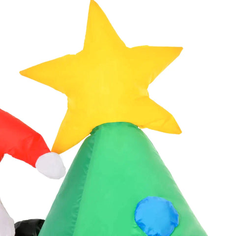 Rootz Christmas Tree - Inflatable Christmas Tree with Santa Claus - Christmas Decoration - Christmas Lights - LED Self - Polyester - Green - 123 x 85 x 180 cm