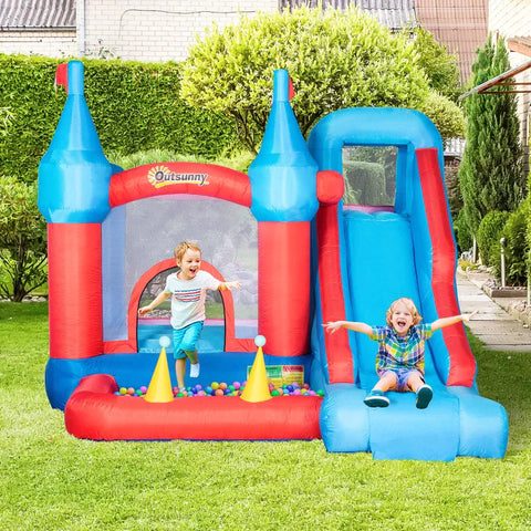 Rootz Inflatable Bouncy Castle -  4 Children Inflatable Bouncy Castle - Water Bouncy Castle - With Blower Slide Pool Climbing - Wall Trampoline - Colorful - 333 x 280 x 210 cm
