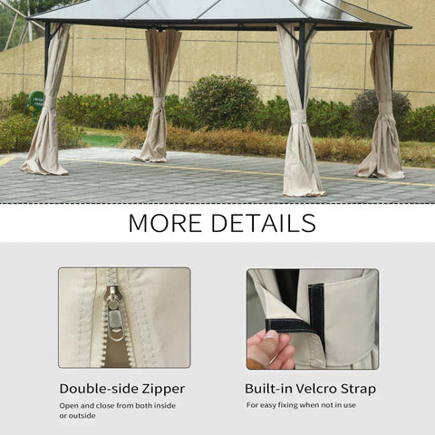 Rootz 4 Side Panels - Gazebo With Hooks - Side Panels For Gazebo - Side Panels Party Tent - Polyester - Beige - 302 x 205 cm