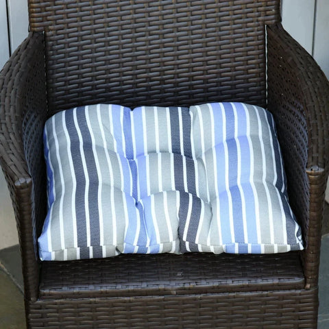 Rootz Cushions - Seat Cushions - Chair Cushions - Seat Pad - Garden Chair Cushions - Set of 2 - Blue Striped - 50L x 45W x 8D cm