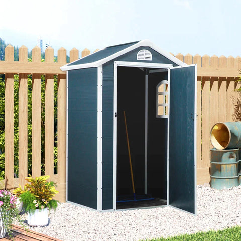 Rootz Tool Shed - Garden Shed - Tool Shed - Ventilation Window - Pent Roof - Metal - Grey - 134 x 104 x 204 cm