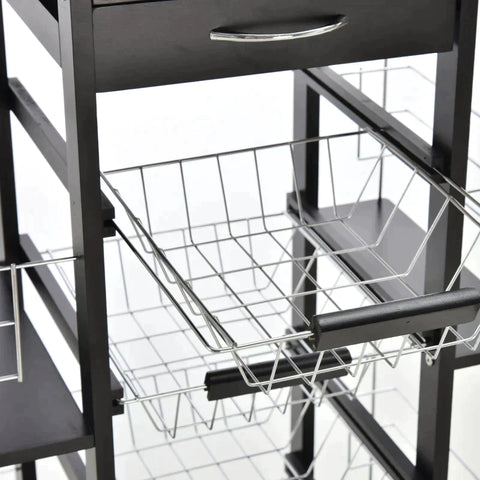 Rootz Kitchen Trolley - Serving Trolley - Trolley - Indoor - Outdoor - Black -  W57 x D37 x H83 cm