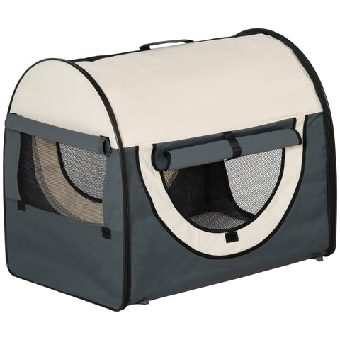 Rootz Hundebox – faltbare Hundetransportbox – Haustierrucksack mit Kissen – Reisetasche – Transportbox für Tiere – wasserdicht – Oxford-Stoff – dunkelgrau – 70 x 51 x 59 cm