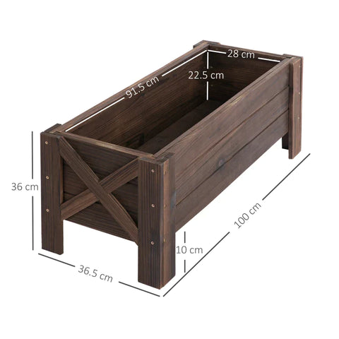 Rootz Raised Bed - Wooden Raised Bed - Garden Bed - Planter Bed - Wooden Planter - Grow Containers - Vegetable Pot - Fir Wood - 100 cm x 36.5 cm x 36 cm