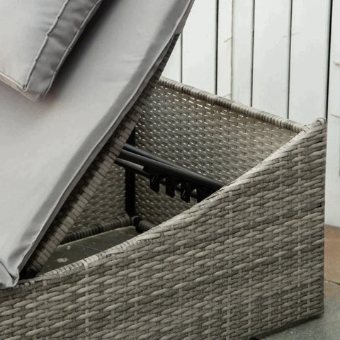 Rootz Gartenliege – Sonnenliege – Relaxliege – Rattan-Optik – Hellgrau – 200 x 60 x 40 cm