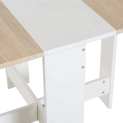 Rootz Folding Table - Dining Table - Desk - Computer Desk - Writing Table - Side Table - Oak + White - 103 x 76 x 73.5 cm