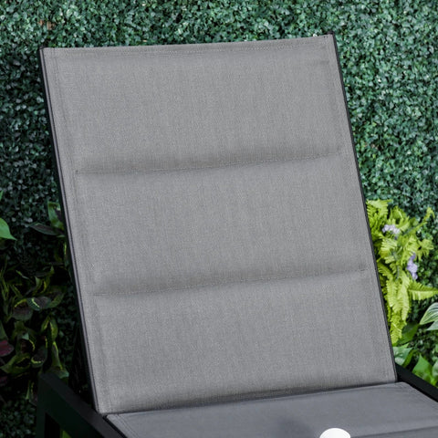 Rootz Sun Lounger - Garden Lounger - Relaxation Lounger - 5-level Adjustable Backrest - Balcony - Garden - Steel - Text Line Foam - Grey - 168 x 72 x 102 cm