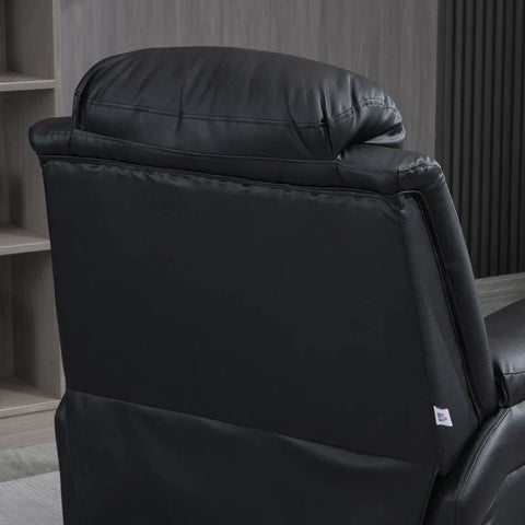 Rootz Relaxation Chair - Stand-up Aid - Including Footrest - Electric TV Chair - Side Pocket - Headrest - 1 Remote Control - Multi-layer Board - Faux Leather - Black - 93L x 96W x 105H cm