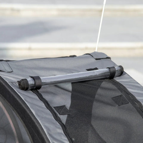 Rootz Dog Trailer - Mesh Window - Roll Up Cover - Universal Hitch - Steel Frame - Black - 140 x 71 x 83 cm