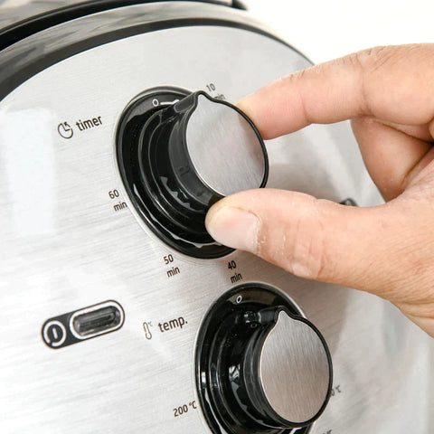 Rootz Air Fryer - Frying Basket - Hot Air Fryer For Frying Grilling Roasting Baking Without Fat - PP Aluminum - Silver/Black - 38.5 x 30.7 x 33.1 cm