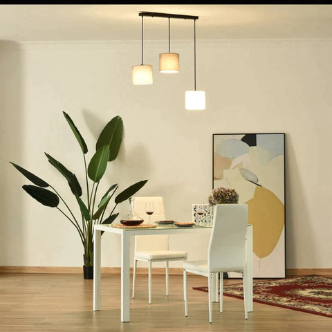 Rootz Ceiling Light - Chandelier with 3 Adjustable Hanging Chains - Office - Living Room - Dining Room - Black/White/Grey - 74x18x135cm