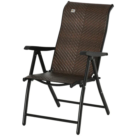 Rootz Sonnenliege – Klappbarer Loungesessel – Rattanliege – PE-Rattan – Stahl – Braun + Schwarz – 58L x 71B x 111H cm