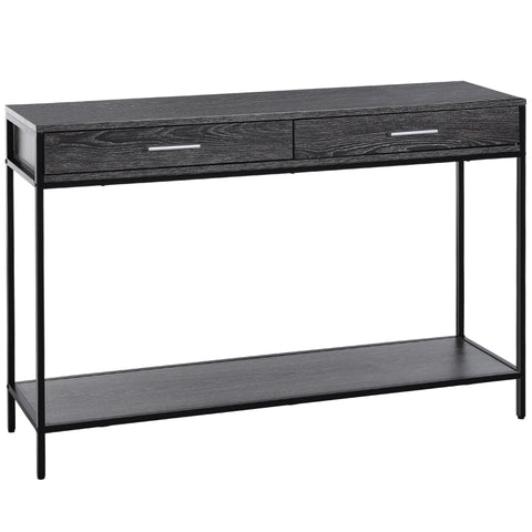 Rootz Console Table - Entrance Table - Side Table - Tafel - 2 Laden - Grijs - 120 x 30 x 81,5 cm