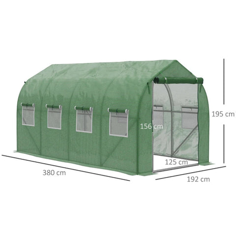 Rootz Greenhouse - Poly Greenhouse - Walk-in Poly Tunnel - Vorstbeveiliging - Groen - 3.8L x 1.92B x 1.95Hm
