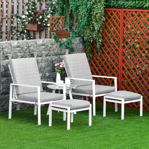Rootz Gartenmöbel-Set – Garten-Liegestuhl-Set – Couchtisch – Grau/Weiß