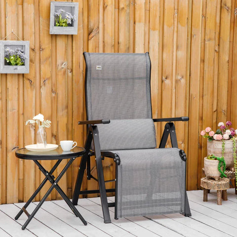 Rootz Lounger Chair - Zero Gravity Chair - Sun Lounger - Deck Chair - Garden Lounger - 9 Positions Adjustable - Weightlessness Lounger - Black/Gray - 70 x 65 x 111 cm