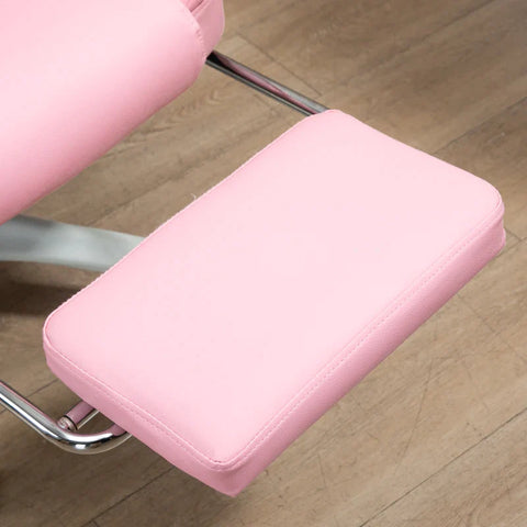 Rootz Office Chair with Footrest - Adjustable Backrest - Height Adjustable - 5 Wheels - Faux Leather - Pink + White - 65cm x 68cm x 116cm