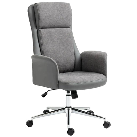 Rootz Office Chair - Desk Chair - Steel+ Faux Leather - Grey - 65 x 72 x 118cm