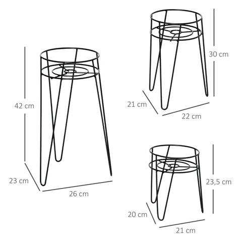 Rootz Plant Stands - Flower Stand - Plant Stand - Display Plants Stand  - Steel - Black - 21L x 20W x 23.5H cm