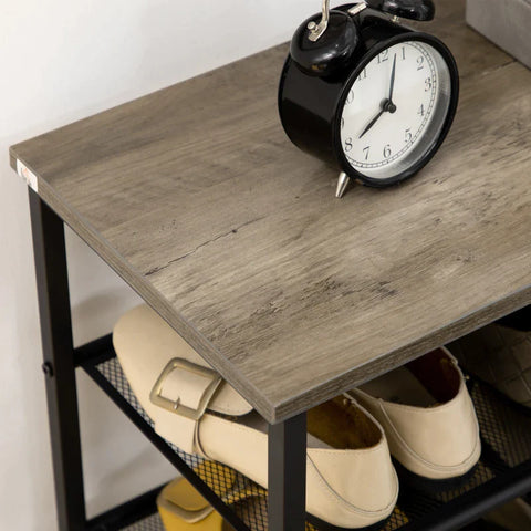 Rootz Schoenenrek Industrieel Design - Schoenenopbergorganisator - Planken van gaas - Vrijstaande schoenenplank - 24 paar schoenen - Ingang - Hal - Kast - Grijs + Zwart - 60L x 28,5W x 126H cm