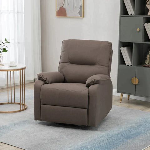 Rootz Recliner - Ligfunctie - 135° kantelbaar - Schommelfunctie - Voetsteun - Microvezelstof - Bruin - 82 cm x 95 cm x 98 cm