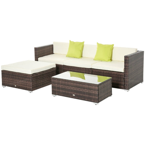 Rootz Polyrattan-Gartenmöbel-Set – Garten-Set – Lounge-Set – Lounge-Set – Lounge-Möbel mit Beistelltisch – Kissen – Braun – 75 L x 67 B x 64 H cm