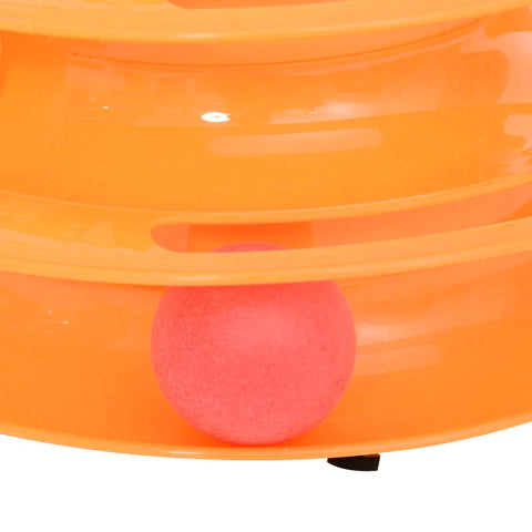 Rootz Speeltoren - Kattenspeeltoren - Knikkerbaan Draaiend - 3 Ballen - 3 Verdiepingen - Oranje - L25 x B16 x H13 cm