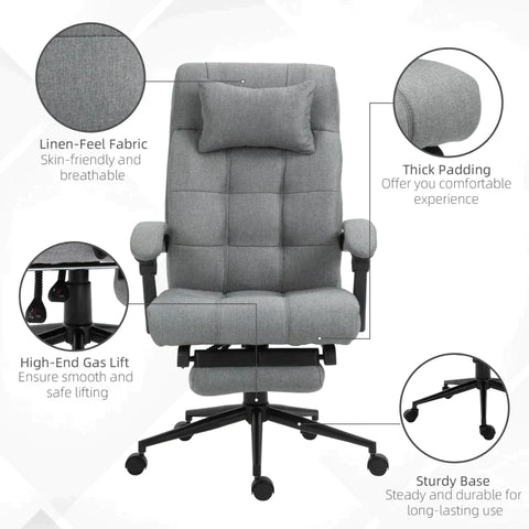Rootz Office Chair - Armrests Desk Chair - Desk Chair - Swivel Chair - Light Gray - 66 x 70 x 116-124 cm