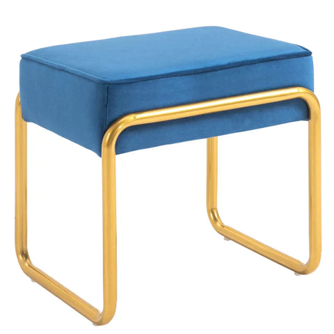 Rootz Footstool - Stool - Living Room - Bedroom - Media Room - Blue/Gold - 43 cm x 36 cm x 42 cm