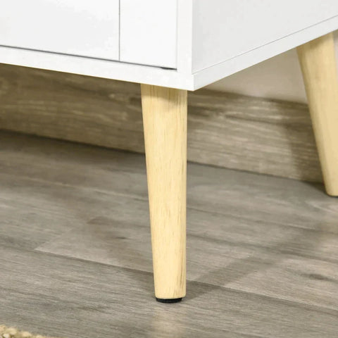 Rootz Bedside Table - Storage Cabinet - Adjustable Shelf  - Chipboard - Acrylic - White + Nature - 60 cm x 40 cm x 72.5 cm