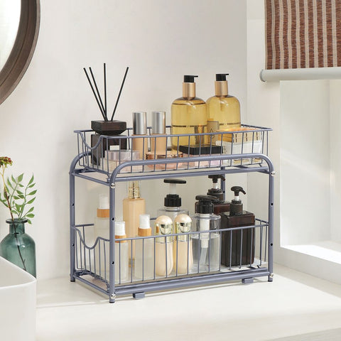 Rootz Kitchen Organizer - Kitchen Organizer With 2 Drawers - 2-drawer Kitchen Organizer - Countertop Storage Unit - Multi-purpose Kitchen Caddy - Silver