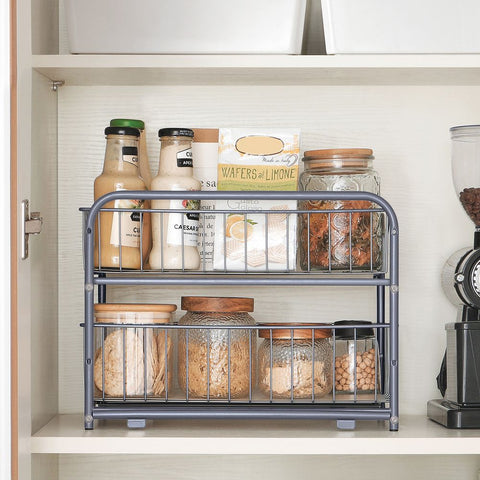 Rootz Kitchen Organizer - Kitchen Organizer With 2 Drawers - 2-drawer Kitchen Organizer - Countertop Storage Unit - Multi-purpose Kitchen Caddy - Silver