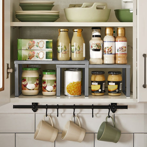 Rootz Kitchen Organizers - Set Of 2 Metal Kitchen Organizers - Kitchen Storage - Drawer Dividers - Dish Rack Organizers - Metal - Silver