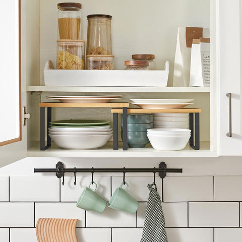 Rootz Spice Rack - Set Of 2spice Racks - Spice Organizer - Spice Storage - Spice Shelf - Spice Cabinet - Wall-mounted Spice Rack - Kitchen Spice Rack - Bamboo - Metal - Black/natural