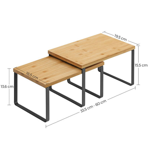 Rootz Spice Rack - Set Of 2spice Racks - Spice Organizer - Spice Storage - Spice Shelf - Spice Cabinet - Wall-mounted Spice Rack - Kitchen Spice Rack - Bamboo - Metal - Black/natural