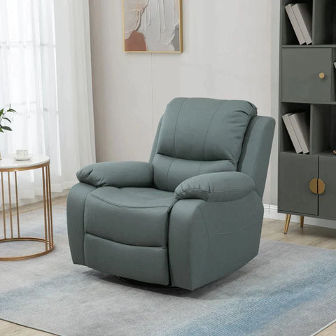 Rootz Relax Chair - Recliner - Living Room Chair - With Tilt Adjustment - 360° Rotatable - Polyester/Foam/Steel - Green - 93 cm x 100 cm x 98 cm