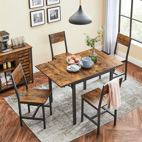 Rootz Kitchen Table - Industrial Style Kitchen Table - Dining Table - Breakfast Table - Wooden Kitchen Table - Chipboard - Steel - Brown-black - 120 x 78 x 76.2 cm (L x W x H)