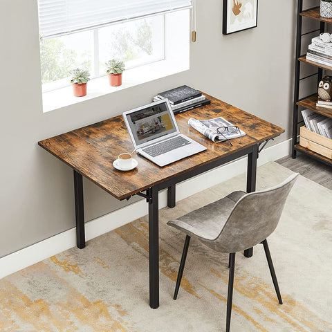 Rootz Kitchen Table - Industrial Style Kitchen Table - Dining Table - Breakfast Table - Wooden Kitchen Table - Chipboard - Steel - Brown-black - 120 x 78 x 76.2 cm (L x W x H)