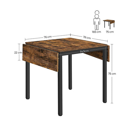 Rootz Kitchen Table - Industrial Style Kitchen Table - Dining Table - Breakfast Table - Wooden Kitchen Table - Chipboard - Steel - Brown-black - 120 x 78 x 76.2 cm (L x W x H)