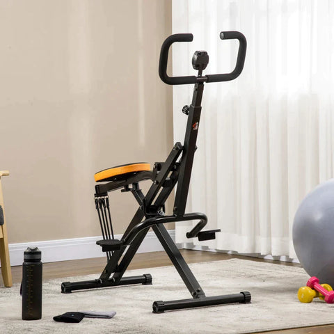 Rootz Exercise Bike - Exercise Bike For Squats - Foldable - Height-adjustable - Steel - Black/Yellow - 90 x 63 x 124-136cm