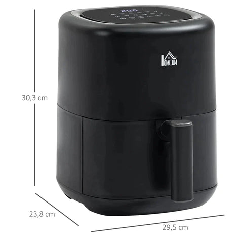 Rootz Hot Air Fryer - 3 L 1300W With 12 Menus - LED Display - Non-stick Coated Basket For Healthy Oil - Low-fat Cooking - Black - 29.5 x 23.8 x 30.3 cm